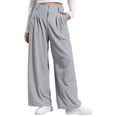 thumbnail image 1 of WQQZJJ Women's Pants with Pockets Elastic High Waist Wide Leg Loose Drape Trousers Solid Casual Chinos Pants Size XS-XL, 1 of 7