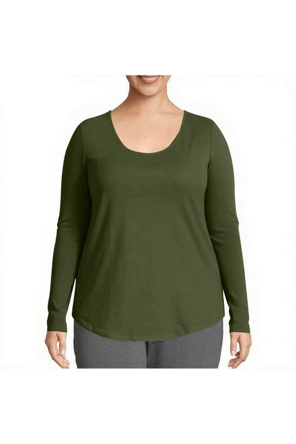 Women's Plus Oversized Casual T-Shirts Solid U-Neck Long Sleeve Blouse Tops Loose Womens Shirts S-5XL