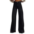 thumbnail image 1 of WQQZJJ Women's Plus Size Jeans Loose High Waist Bell-Bottom Flared Jeans Solid Casual Wide Leg Trousers Size S-5XL, 1 of 4