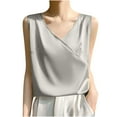 thumbnail image 1 of WQQZJJ Women's Sexy Tank Top, Solid Color Satin V-Neck Sleeveless Top, Fashion Pullover Canvas Shirt, 1 of 3