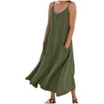 thumbnail image 1 of WQQZJJ Women's Summer Linen Dress Sleeveless Spaghetti Strap Flowy Midi Dresses Casual Loose Beach Dress Sundress with Pockets, 1 of 6