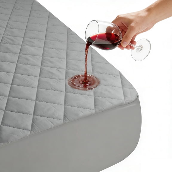 Waterproof Full Size Mattress Protector, Gray Mattress Cover, Breathable Dust-Proof Fitted Pad with Deep Pocket for Bed, Hotel, Guest Room