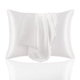 thumbnail image 1 of 20x28 2Pcs Bamboo Cooling Satin Pillowcase with Zipper, White Ultra Soft and Silky Pillow Cases Standard Size，Pillow Covers for Hair Protection & Hot Sleepers, 1 of 8