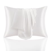 20x28 2Pcs Bamboo Cooling Satin Pillowcase with Zipper, White Ultra Soft and Silky Pillow Cases Standard Size，Pillow Covers for Hair Protection & Hot Sleepers