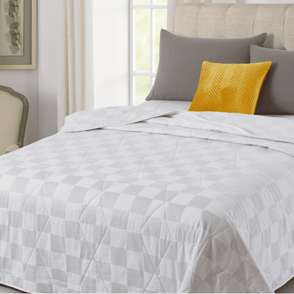 100% Cotton Filled Comforter Queen, Pure Cotton Queen Comforter, Machine Washable Breathable Bed Comforter, Lightweight Durable Quilt Insert, Hypoallergenic Queen Size Cotton Comforter