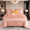 thumbnail image 1 of Silky Soft Satin Comforter 3 Pieces, Lightweight Breathable Microfiber Pink Queen Comforter Set for Spring & All Seasons, Cooling Satin Comforter for Hair and Skin, Satin Pillowcases Set of 2, 1 of 11