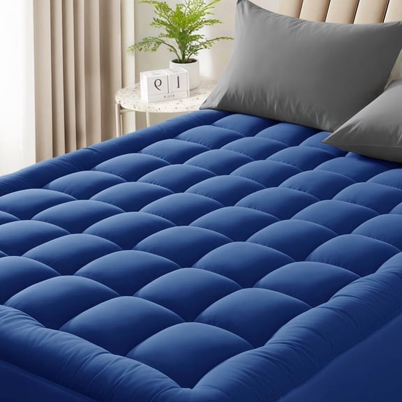 Cooling Navy Extra Thick Twin Mattress Topper, Thick Mattress Pad and Twin Mattress Protector for Back Pain Relief, Twin Size Mattress Topper with Deep Pocket Mattress Cover Twin