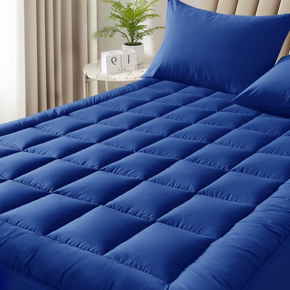 WQSPRING Navy Extra Thick Twin Mattress Topper, Thick Mattress Pad and Twin Mattress Protector for Back Pain Relief, Twin Size Mattress Topper with Deep Pocket Mattress Cover Twin