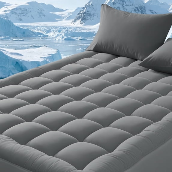 Cooling Extra Thick Queen Mattress Pads, Gray Thick Queen Size Mattress Pad and Mattress Protector Queen, Pillow Top for Back Pain Relief with Deep Pocket Cover