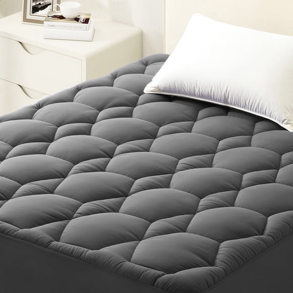 WQSPRING Grey Extra Thick King Size Mattress Topper, Thick King Mattress Pad and Mattress Protector King for Back Pain, Mattress Topper King with Deep Pocket Mattress Cover