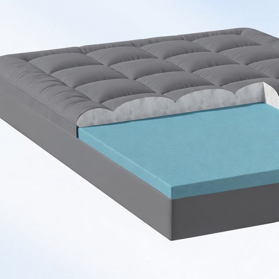 Cooling Grey Extra Thick Memory Foam King Size Mattress Topper, Thick King Mattress Pad and Mattress Protector King for Back Pain, Supportive Mattress Topper King with Deep Pocket