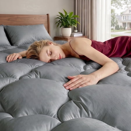 WQSPRING Soft Cloud Microfiber Mattress Toppers, Twin - Pillow Top, Breathable, Back Pain Relief