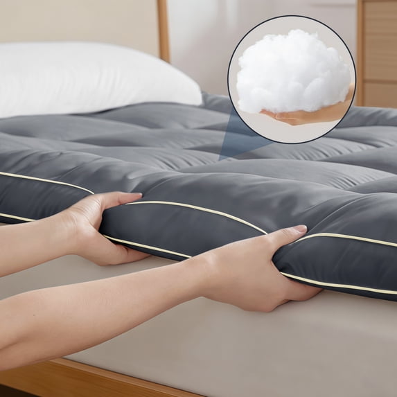 3inch Machine Washable King Mattress Topper, Extra Thick Pillow Top King Size Mattress Pad for Back Pain, Grey King Mattress Protector & Mattress Topper King with Deep Pocket Mattress Cover