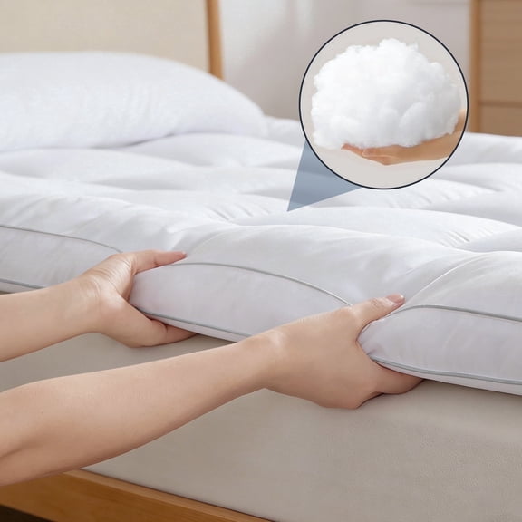 3 inch White Cooling Twin Mattress Topper, Extra Thick Pillow Top for Back Pain Relief, Twin Size Mattress Protector with Deep Pocket Mattress Cover Twin, Bed Topper