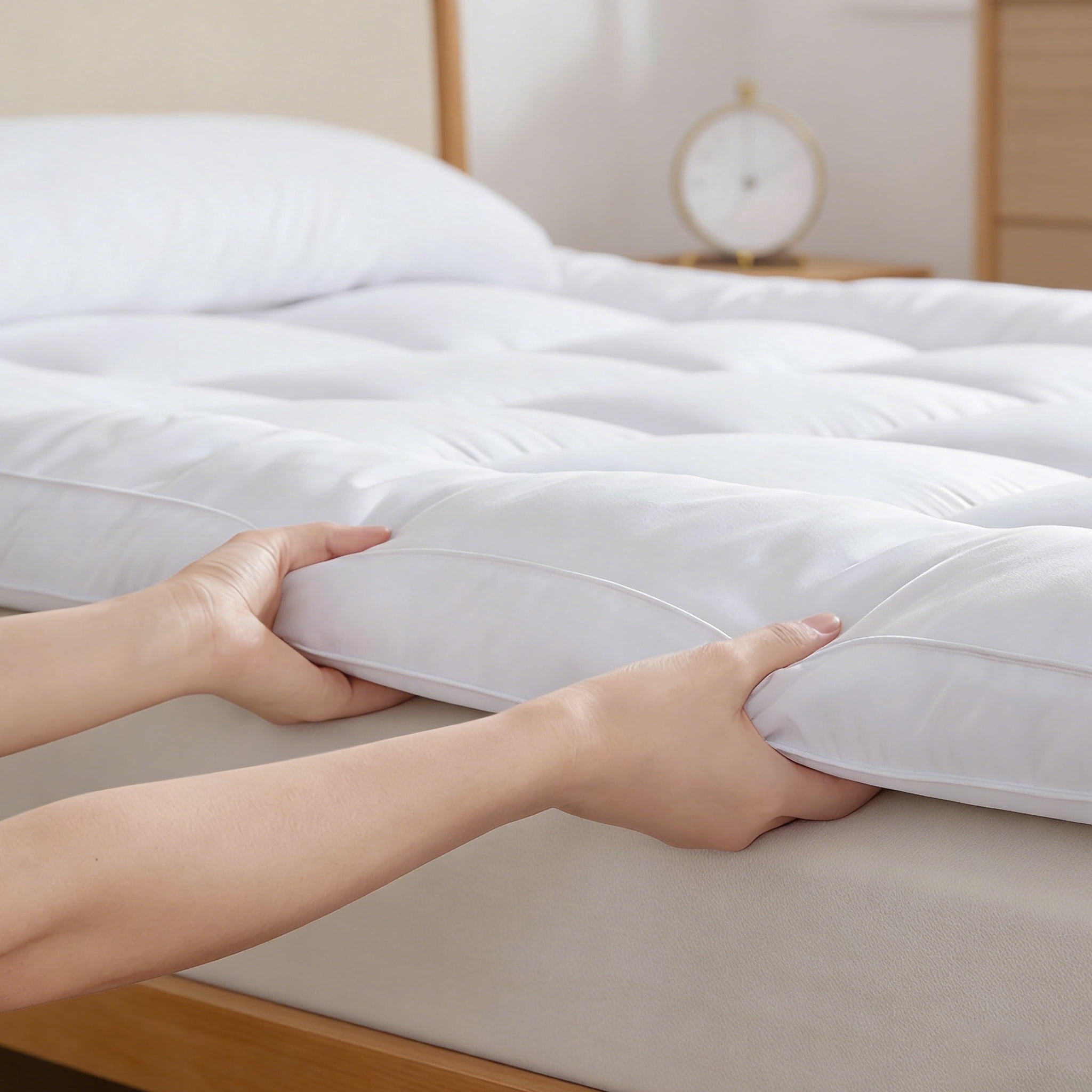 3 inch White Cooling Twin Mattress Topper, Extra Thick Pillow Top for Back Pain Relief