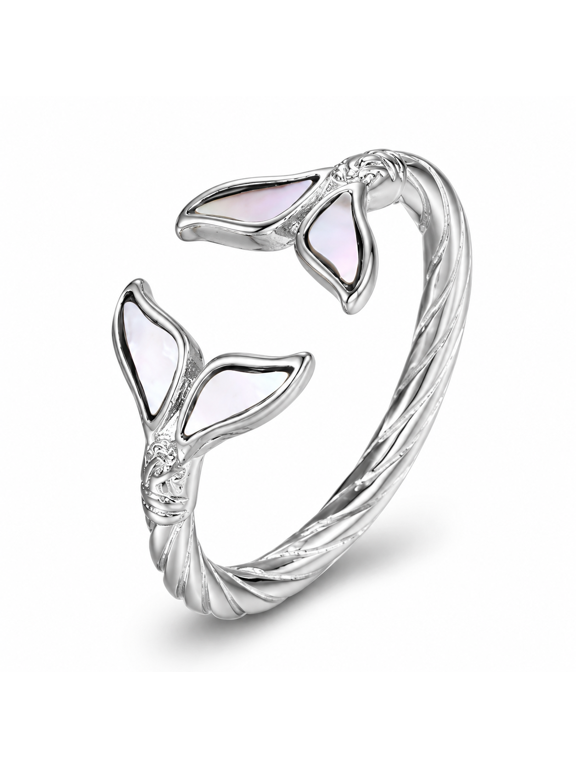 Women's Mermaid Tail Ring, Stainless Steel Double Tail Band, Sizes 5-9, Filled Tail Detail, for Dinner Dates, Parties and Everyday Wear, Birthday Gift for Her