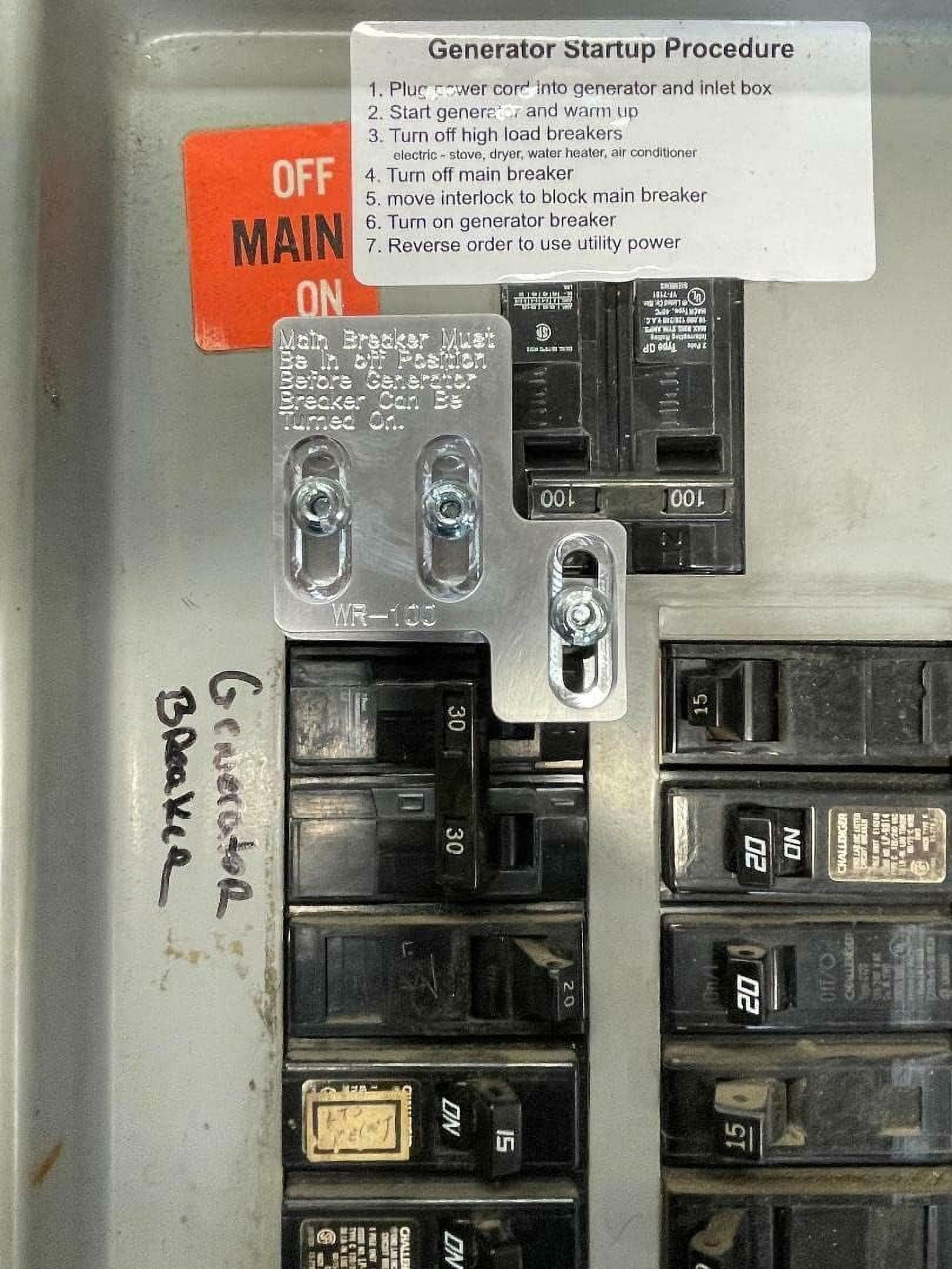 Murray Panel Box WR-100 Murray 100 amp panel Generator Interlock - Walmart.com
