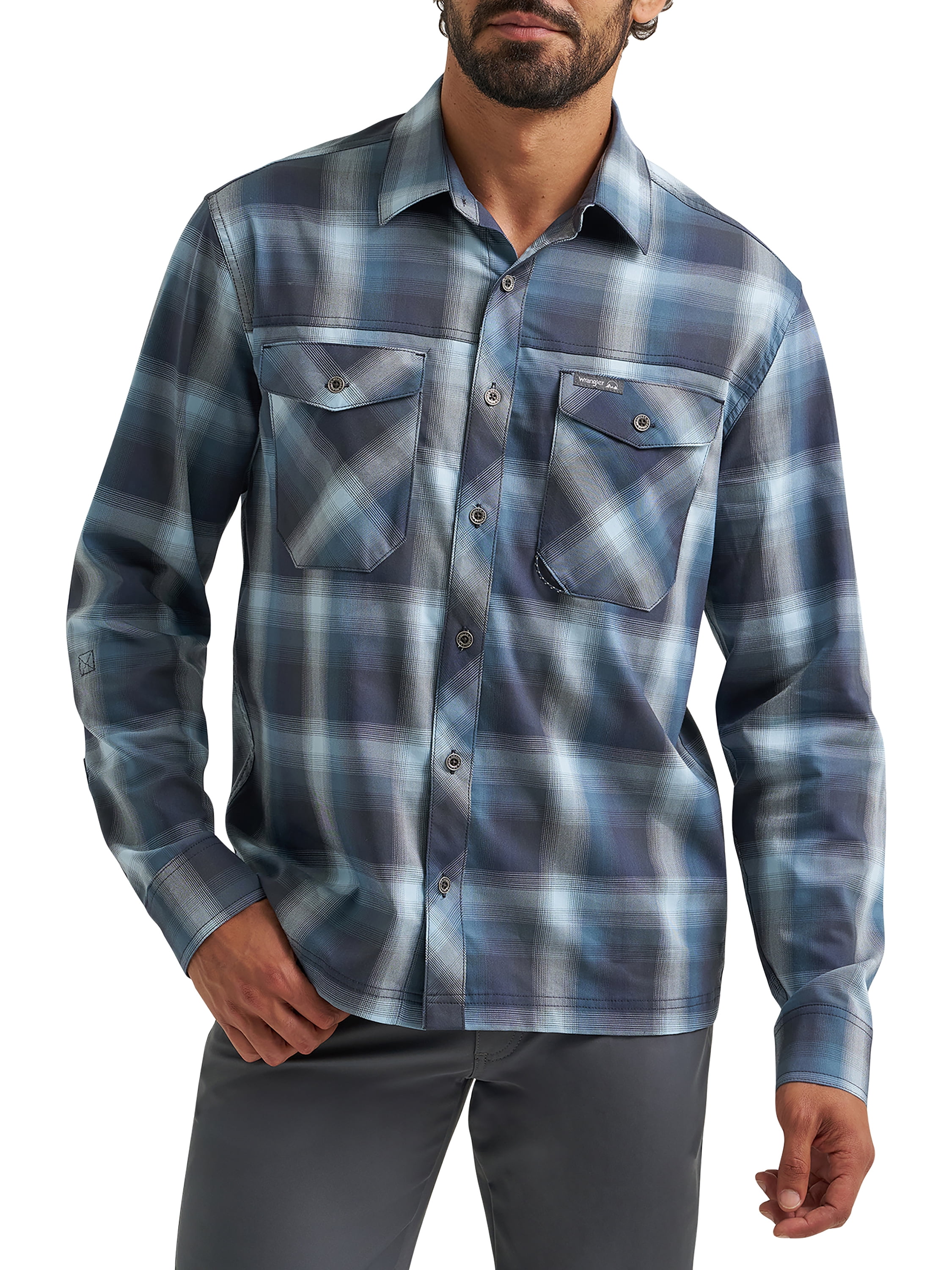Wrangler® Men's and Big Mens Outdoor Long Sleeve All Season Stretch Shirt, Sizes S-3XL