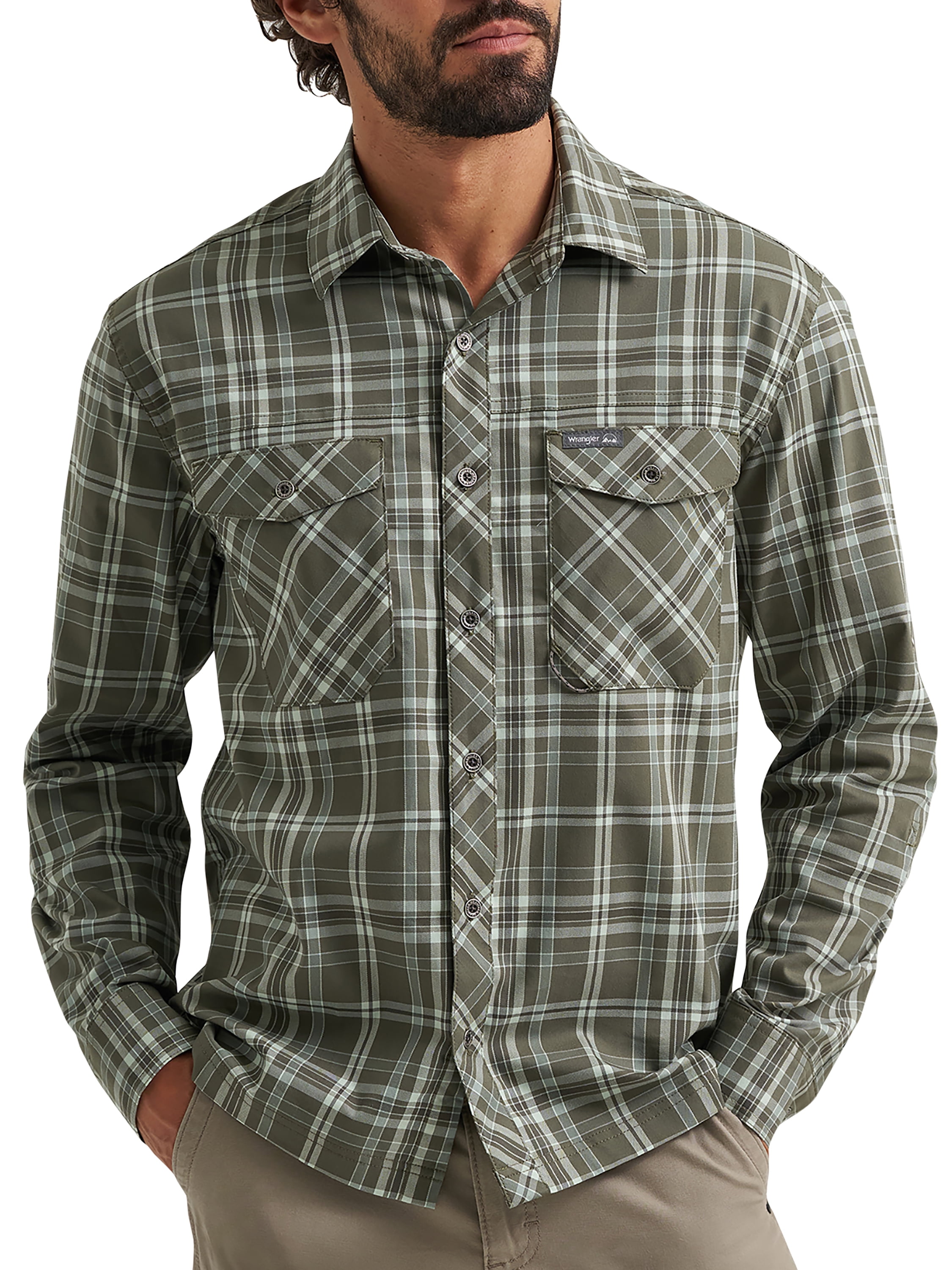 Wrangler® Men's and Big Mens Outdoor Long Sleeve All Season Stretch Shirt, Sizes S-3XL