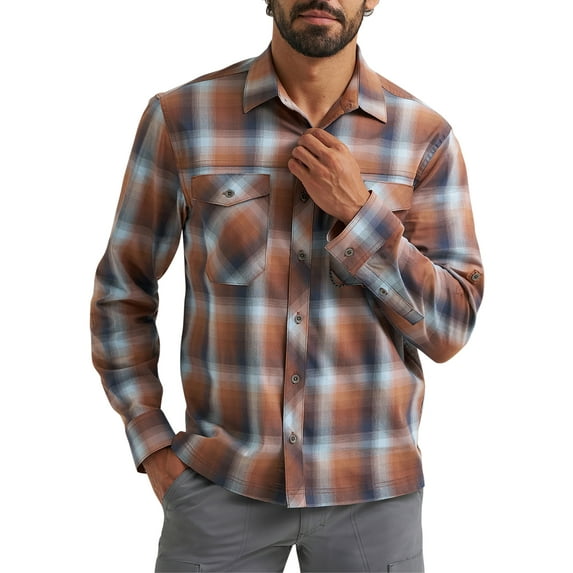 Wrangler® Men's and Big Mens Outdoor Long Sleeve All Season Stretch Shirt, Sizes S-3XL