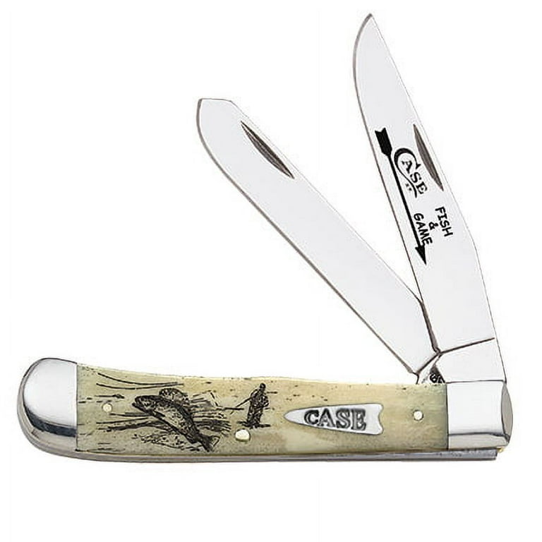 WR Case XX Pocket Knife 20848 FISH & GAME NATURAL SMOOTH BONE TRAPPER - FLY  FISHERMAN(6254 SS) 