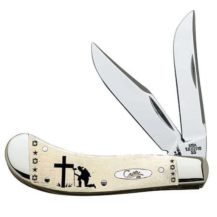 WR Case XX Pocket Knife 20876 KNEELING CROSS FIREMAN NATURAL BONE
