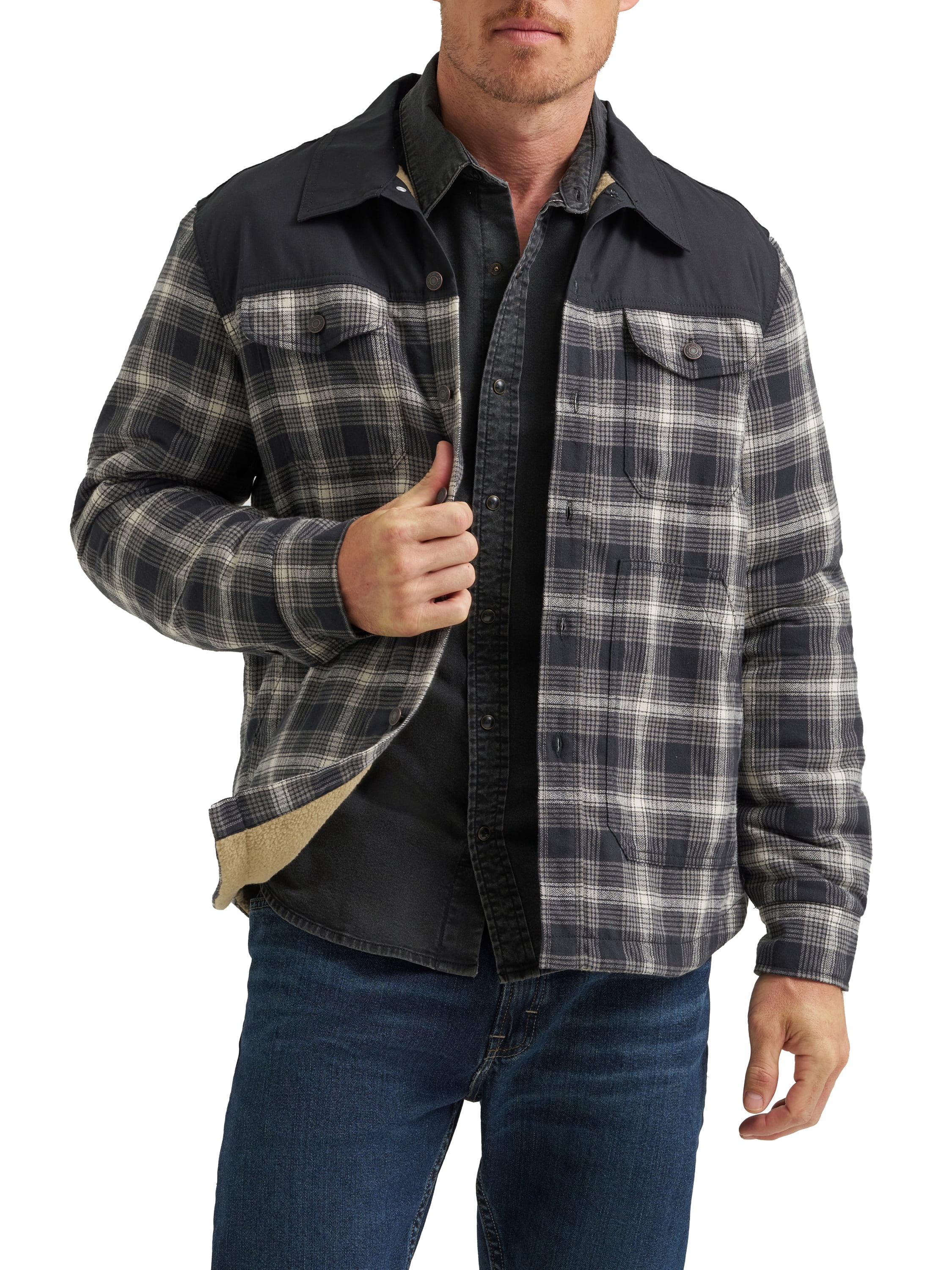 Wrangler® Men's and Big Men's Heavyweight Shirt Jacket with Sherpa Lining, S-3XL
