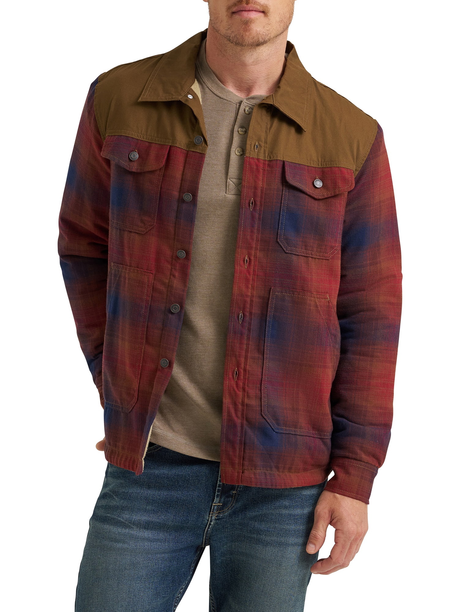 Wrangler® Men's and Big Men's Heavyweight Shirt Jacket with Sherpa Lining, S-3XL