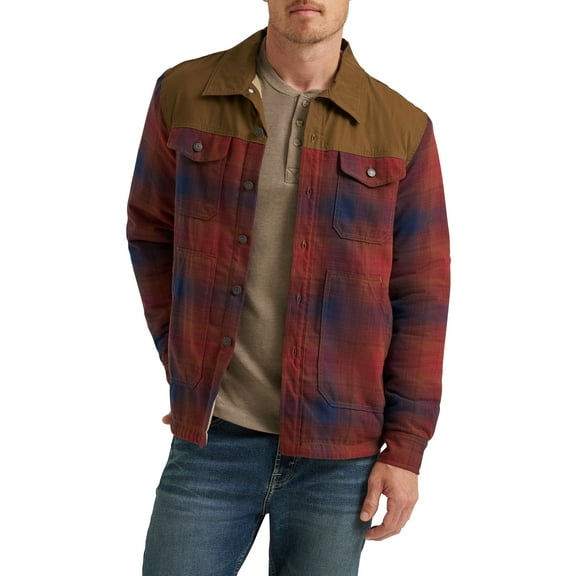 Wrangler® Men's and Big Men's Heavyweight Shirt Jacket with Sherpa Lining, S-3XL