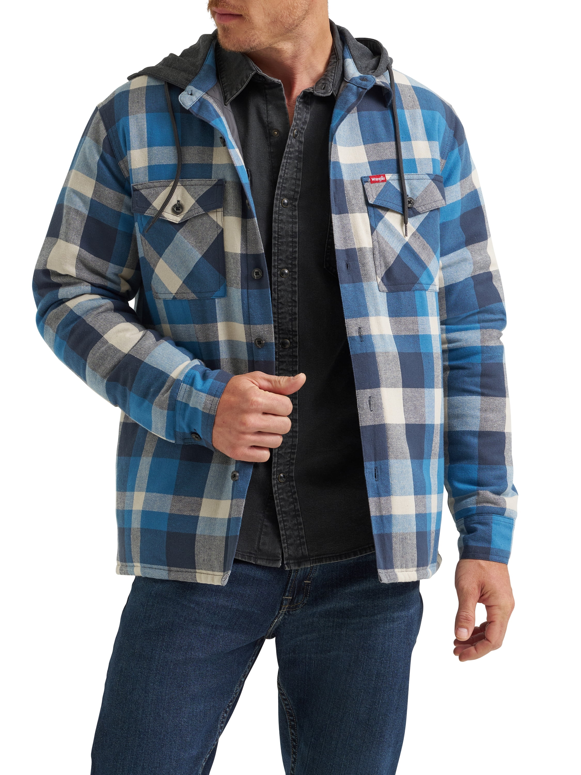 Wrangler® Men's and Big Men's Heavyweight Hooded Shirt Jacket, Sizes S-5XL