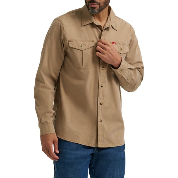 Wrangler® Men's and Big Men's Relaxed Fit Long Sleeve Woven Shirt, S-5XL
