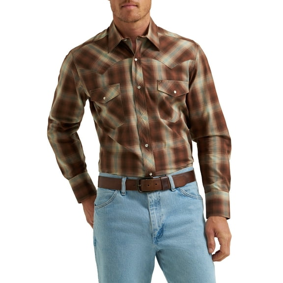 Wrangler® Men's and Big Men's Regular Fit Long Sleeve Western Shirt, Sizes S-5XL