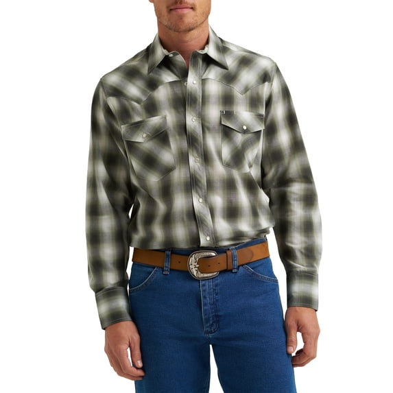 Wrangler® Men's and Big Men's Regular Fit Long Sleeve Western Shirt, Sizes S-5XL