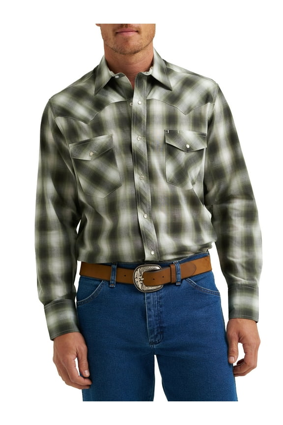® Men's and Big Men's Regular Fit Long Sleeve Western Shirt, Sizes S-5XL