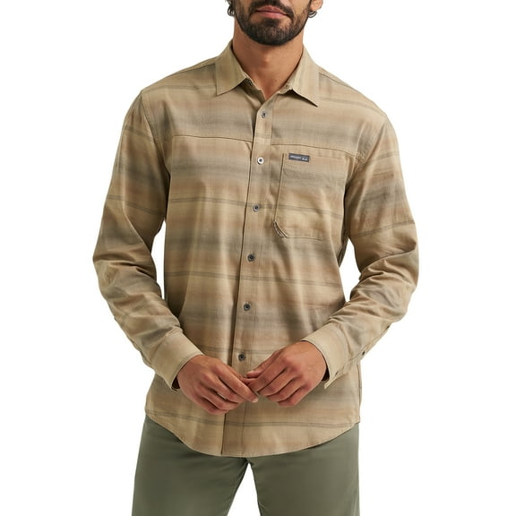 Wrangler Mens Long Sleeve Outdoor Single Pocket Shirt