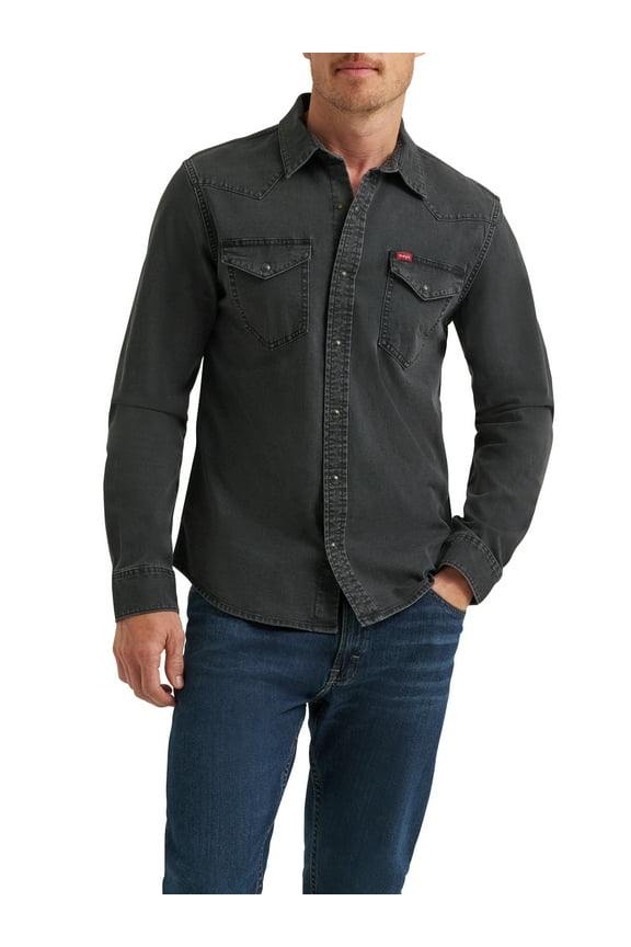 ® Men's Slim Fit Long Sleeve Woven Twill Shirt with Sunglasses Cleaner, Sizes S-5XL