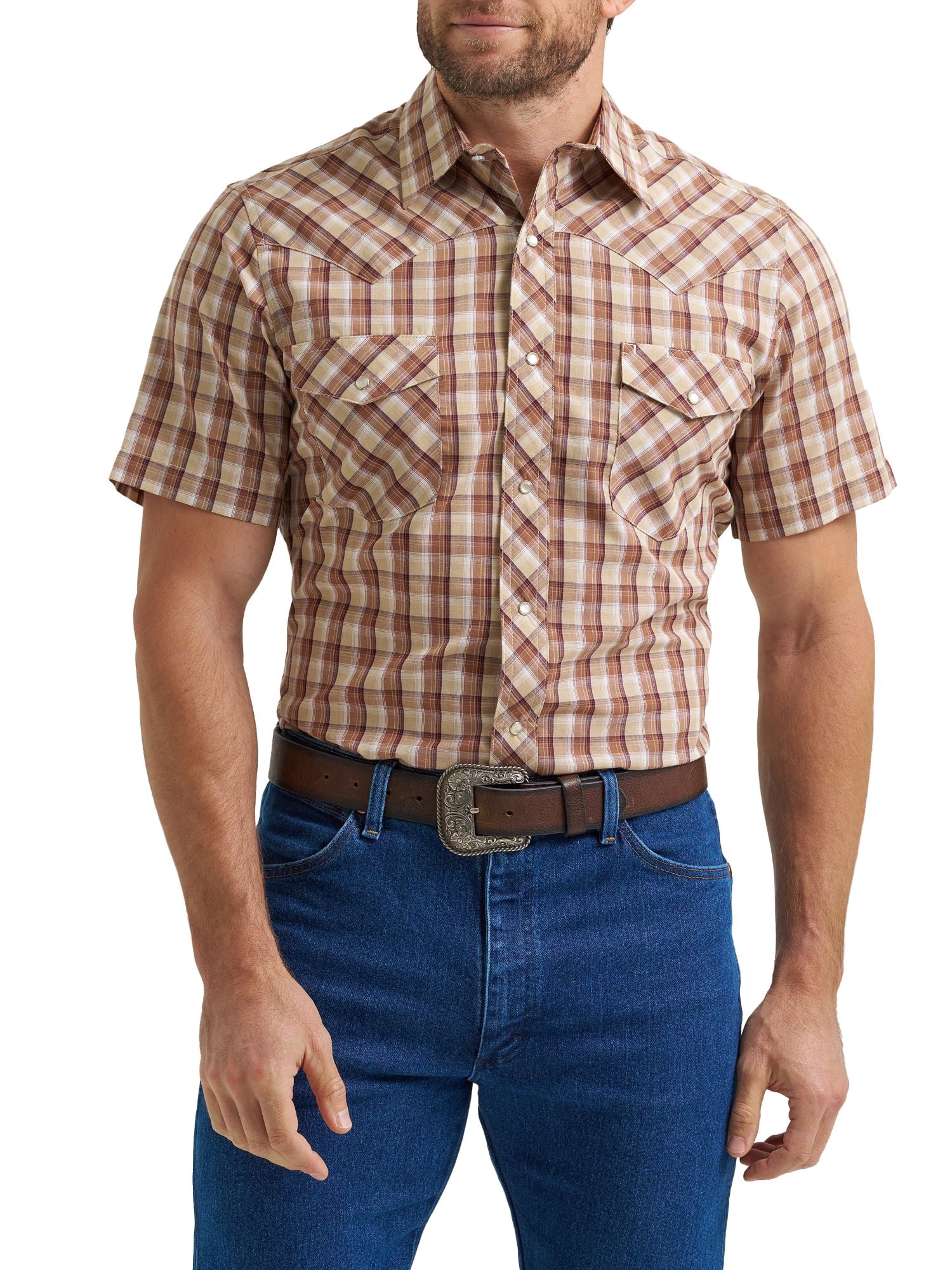 Wrangler® Men's and Big Men's Regular Fit Short Sleeve Western Shirt, Sizes S-5XL