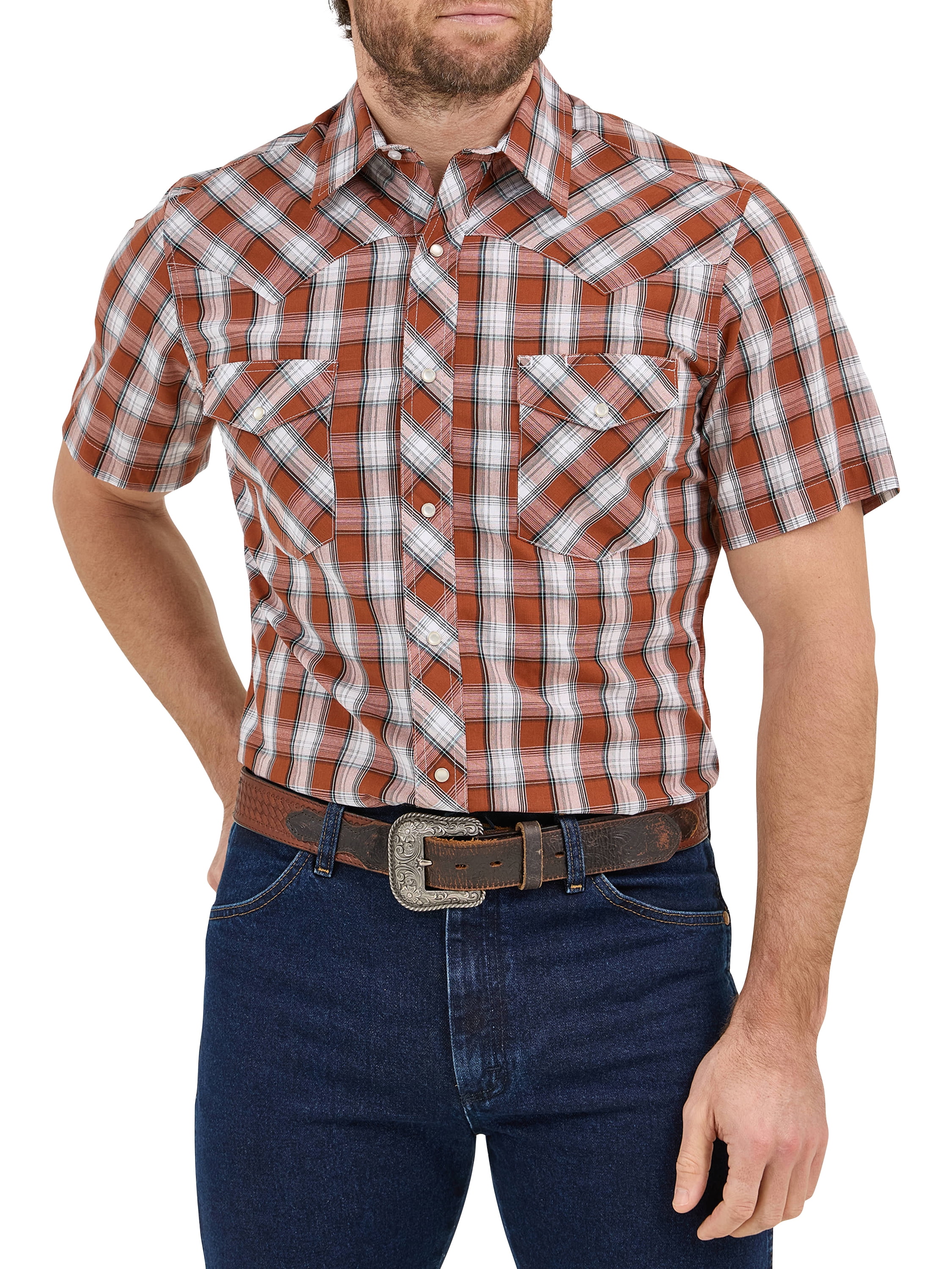 ® Men's and Big Men's Regular Fit Short Sleeve Western Shirt, Sizes S-5XL