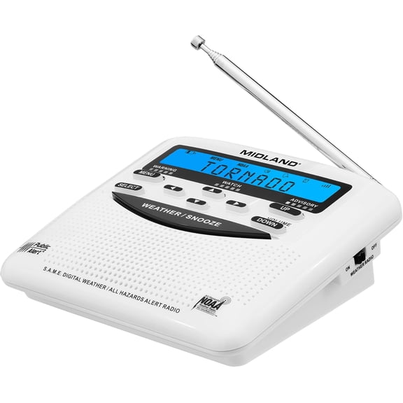 - WR120B NOAA Emergency Weather Alert Radio Localized Programming, Trilingual Display, 60+ Alerts, Alarm, Selectable Tone