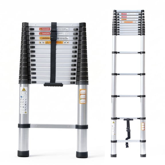 WRAKTOL 15.5 ft Extension Ladder, Aluminum Lightweight Ladder with Multiple Locking System, 330 lbs Capacity for Home Work