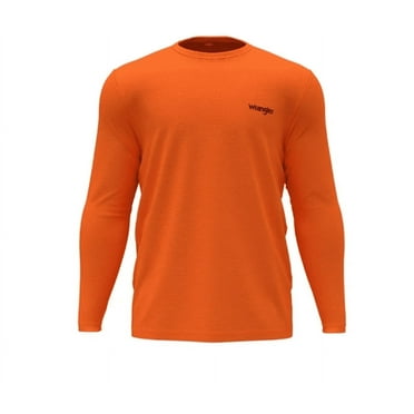 WRANGLER Long Sleeve Shirt Moisture Wicking Crew Neck Sweatshirt, XL, Orange