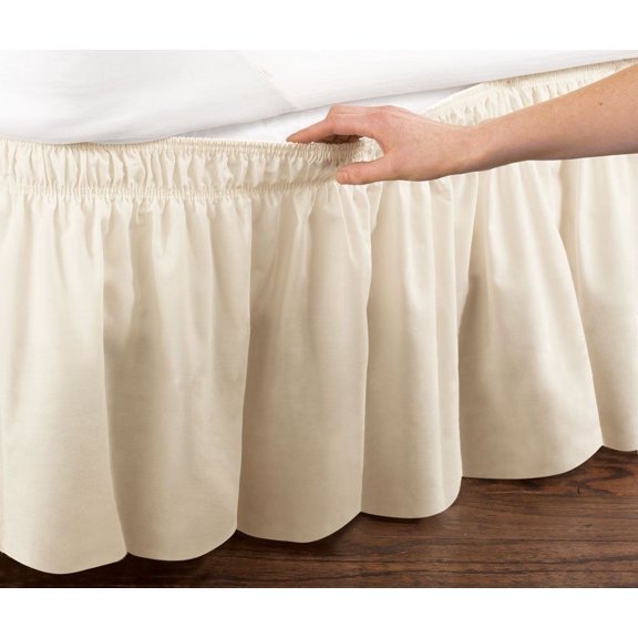 WRAP AROUND BED SKIRT DUST RUFFLE, 18" DROP, TWIN/FULL, BEIGE