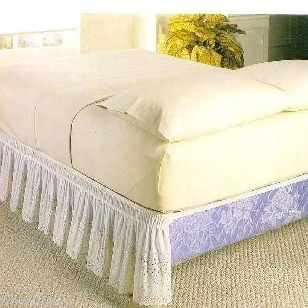 WRAP AROUND EYELET LACE BED SKIRT DUST RUFFLE, 18" DROP, QUEEN/KING