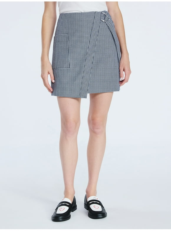 Women's Faux Wrap Mini Skirt, Sizes 0-20