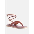 thumbnail image 1 of WRAP-UP Tie around Tan Flat Sandals, 1 of 6