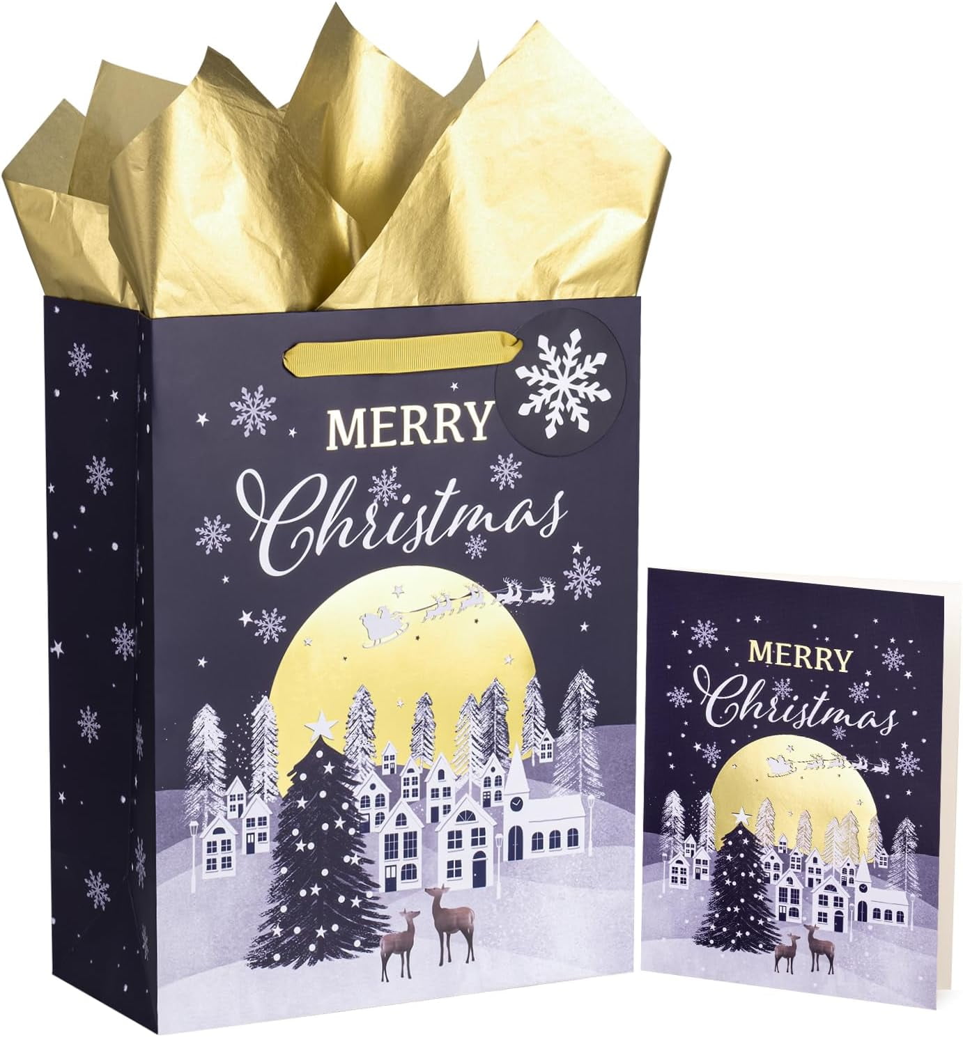 WRAPAHOLIC 13 Christmas Large Gift Bag with Card and Tissue Paper
