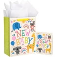 thumbnail image 1 of WRAPAHOLIC Giraffe-Printed Gift Bag Set with Card and Tissue Paper, 10" x 13", Baby Shower, 1 of 5