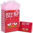 thumbnail image 1 of WRAPAHOLIC 13" Large Valentine's Day Gift Bag with Card and Tissue Paper - Sweet Bee with Bee My Vanlentine Lettering Design, 1 of 6