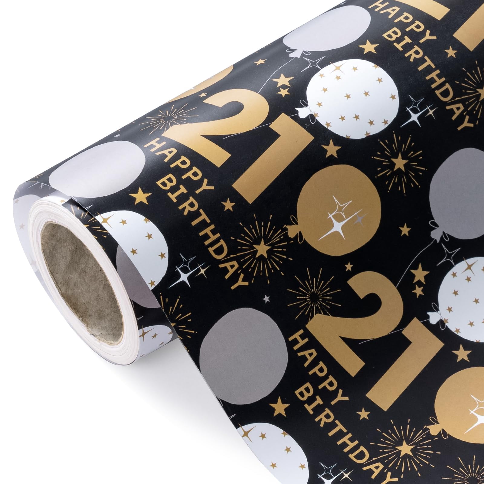 WRAPAHOLIC 21st Birthday Wrapping TSF6 Paper - Mini Roll - 17 Inch x 33 ...