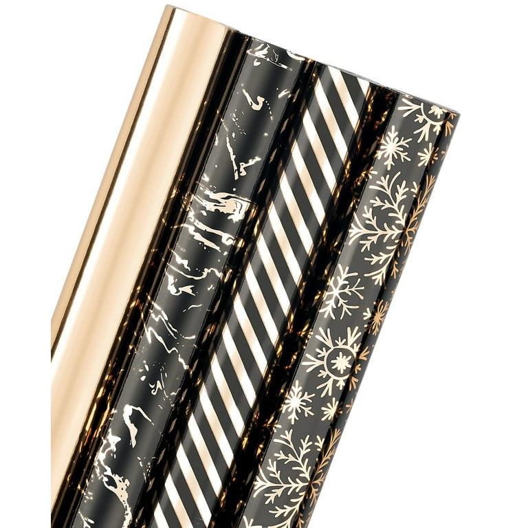 Wrapping paper matte black with gold splashes 200x70 cm